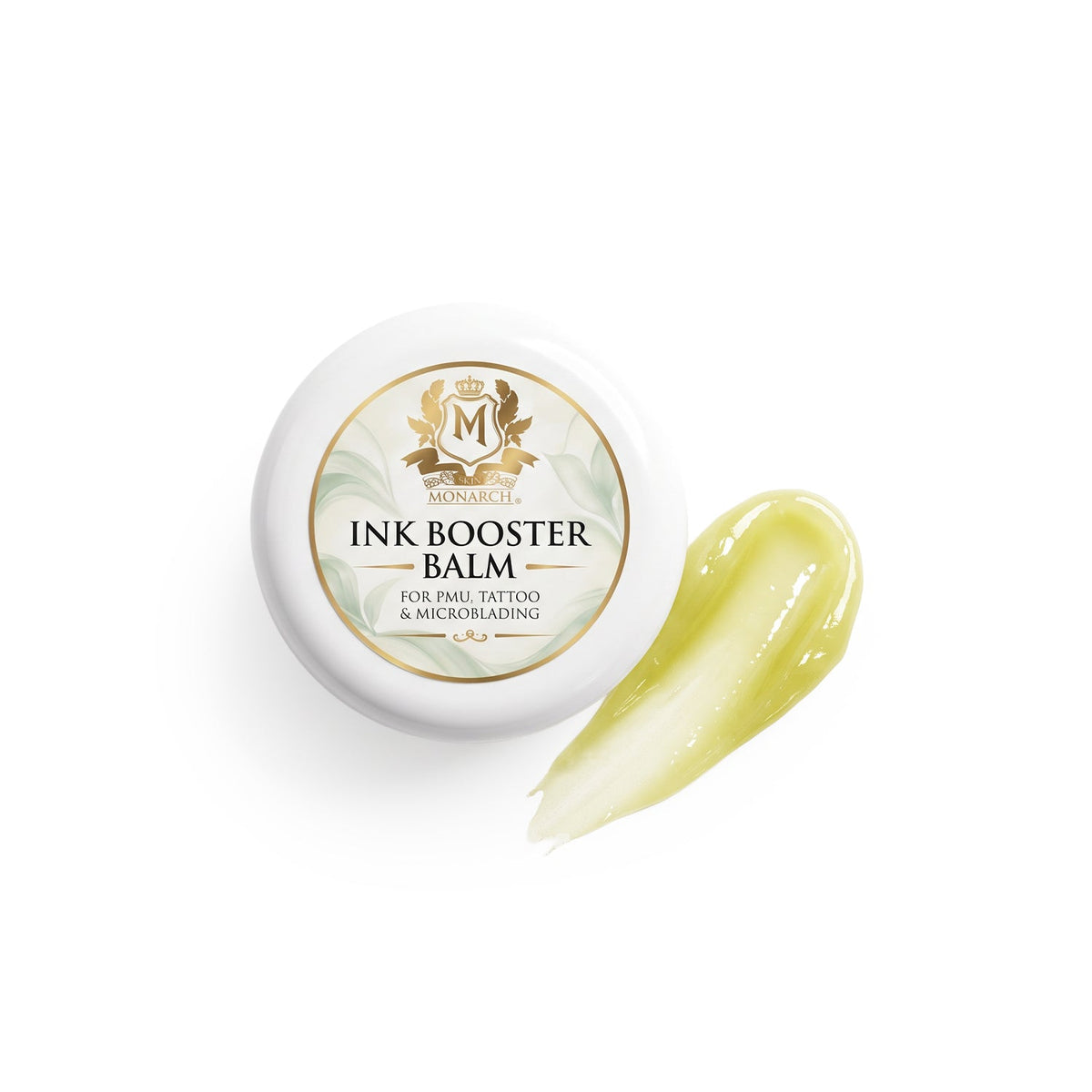 Skin Monarch Pigment Booster Formula 30ml open jar with yellow nourishing PMU balm